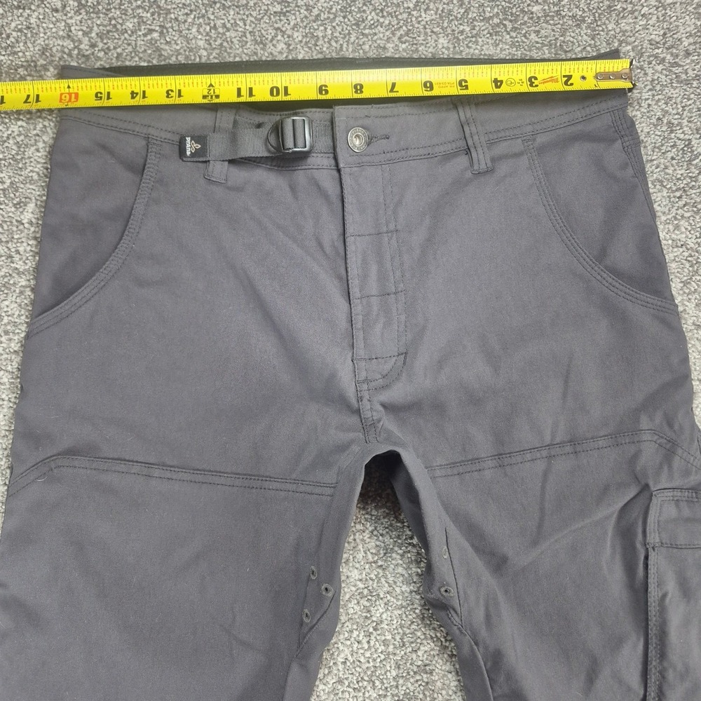Prana Stetch Zion Straight Pant Mens 32x30 Gray Cargo Belted Hiking Outdoors - Picture 6 of 10
